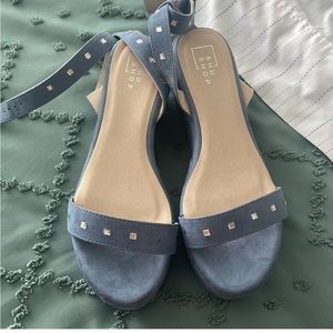 Blue suede platform sandals